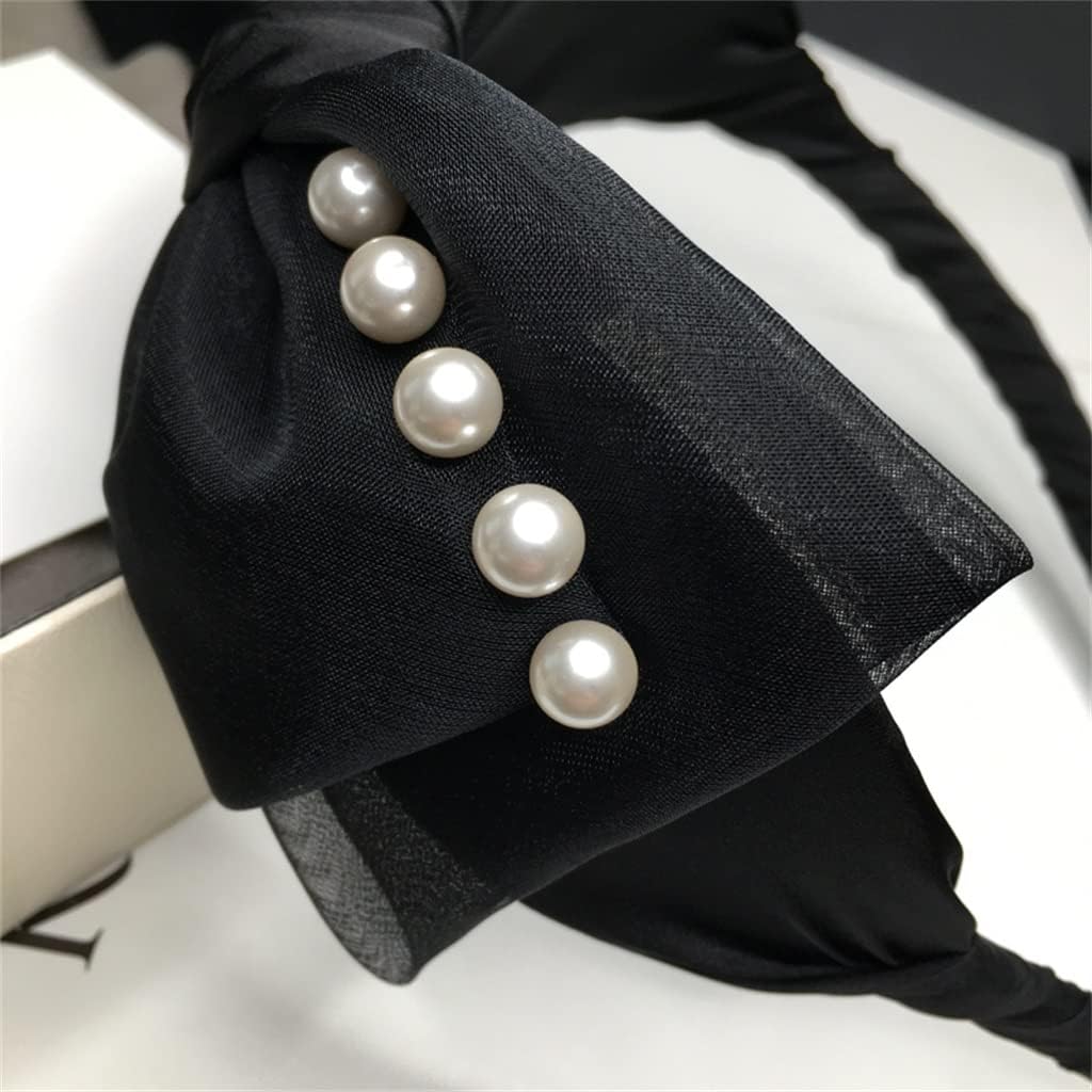 Mesh Bowknot Hair Hoop Head Hoop Pearl Nail Bead Hairpin Fine Section Hair Cave Women (Color : E, Size : 1)