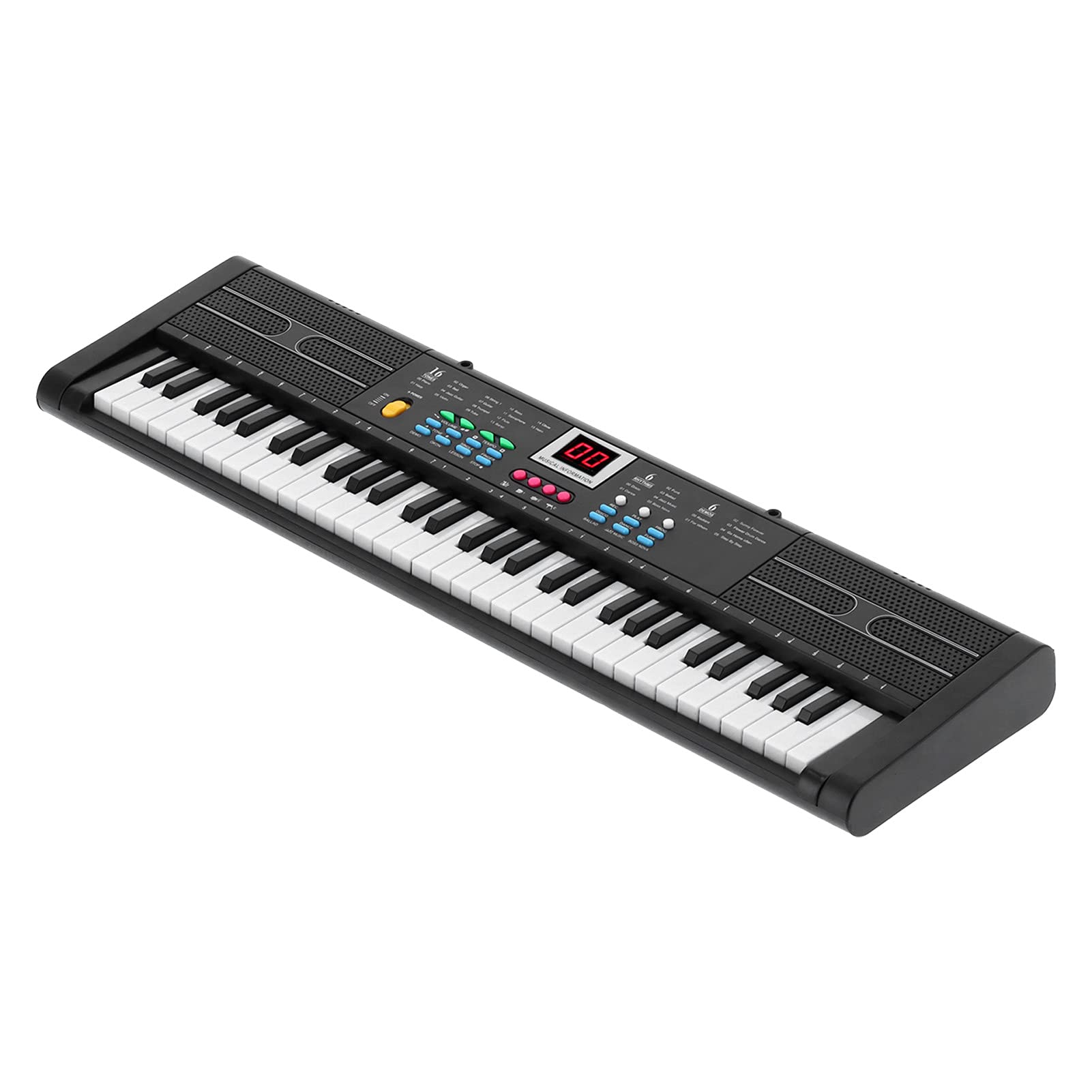 Tastiera Pianoforte 61 Tasti Elettrica con Microfono USB per Bambini Che Imparano e Si divertono. Strumento in Plastica Nera