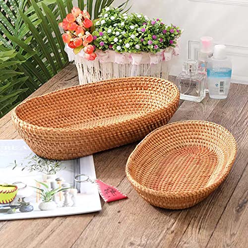 Fuukou Bread Basket Wicker Storage Basket - Small Woven Basket,Small Wicker Basket,Bread Baskets For Serving,Rattan Basket For Bread,100% Natural Rattan,100% Handmade,1 Pc #TOP1