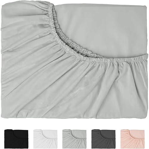 Hotella 100% Microfiber Full Size Fitted Sheet Only, 54"x75" Hotel Quality Deep Pocket Bottom Sheet, Up to 14" Matress Protector, Machine Washable and Non-Fade, Snug Fit & Stay in Place,Light Gray