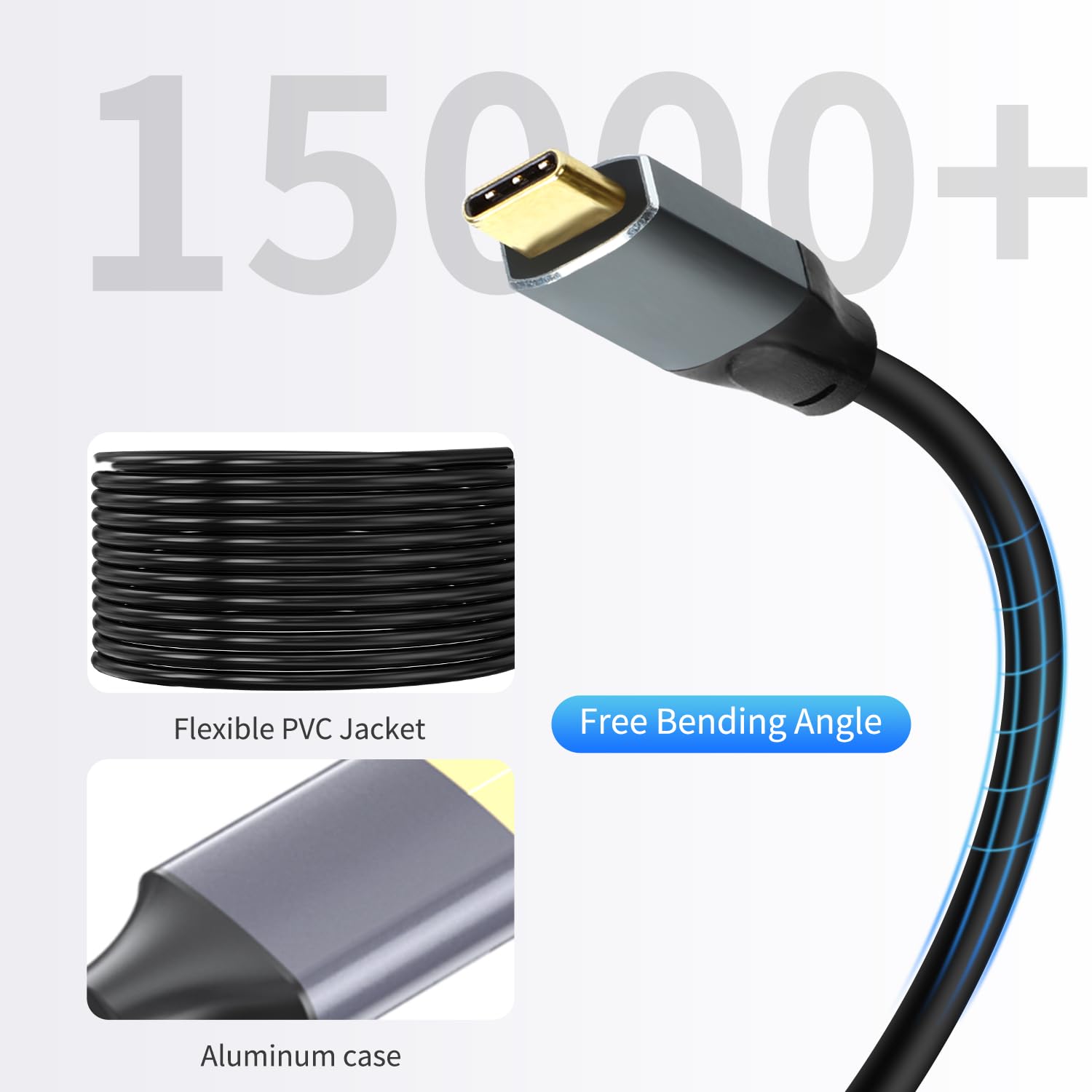Cable de transmisión de datos USB 3.0 A a C de 20 pies, cable USB 3.0 de alta velocidad de 5 Gbps compatible con VR, Xbox, laptop, cámara, estación de acoplamiento, SSD y más