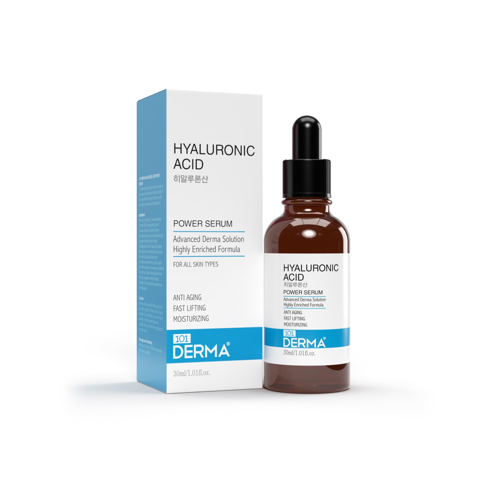 101 DERMA Hyaluronic Acid Power Serum, Advanced Anti-Aging Formula, Fast Lifting and Moisturizing for All Skin Types, 30ml