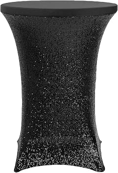 CVL 1 Pc, Glitz Sequin Spandex Cocktail Table Cover 30"-32" Round - Black for Wedding Ceremonies & Receptions, Bridal Showers, Baby Showers, Quinceaneras, Anniversary Parties, Or Special Event