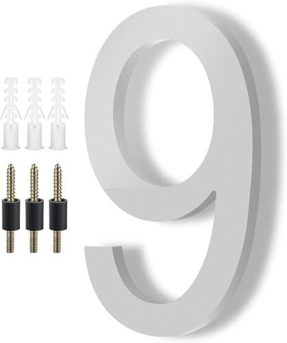 Miniatura 53 de DEWEL Números flotantes de casa grandes de 8 pulgadas para exteriores, decoración de números de dirección de casa modernos negros para señalización