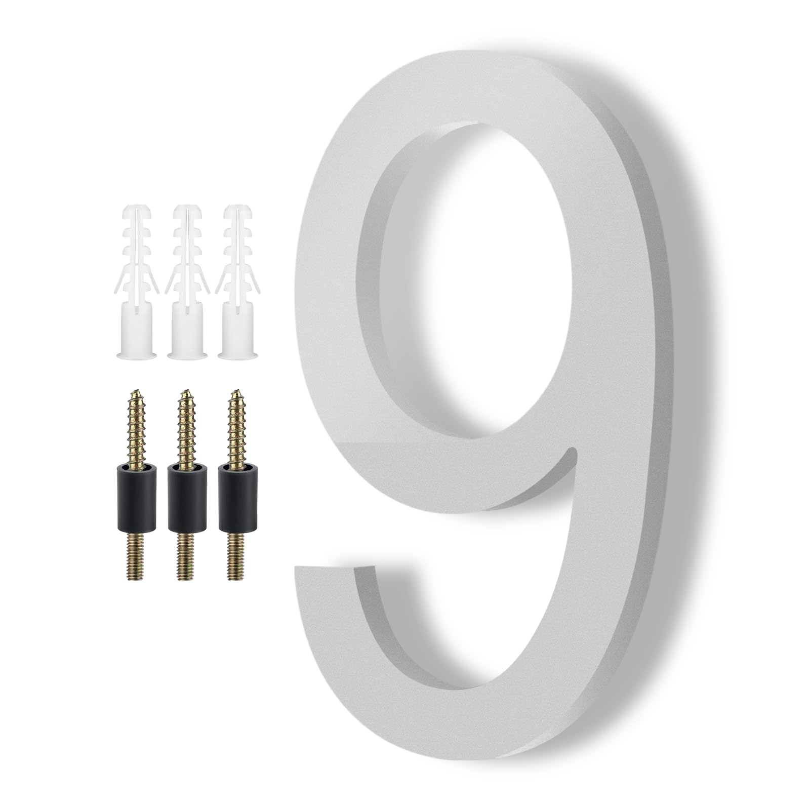 DEWEL 8 Inch Floating House Numbers, Silver Address Numbers for Outside