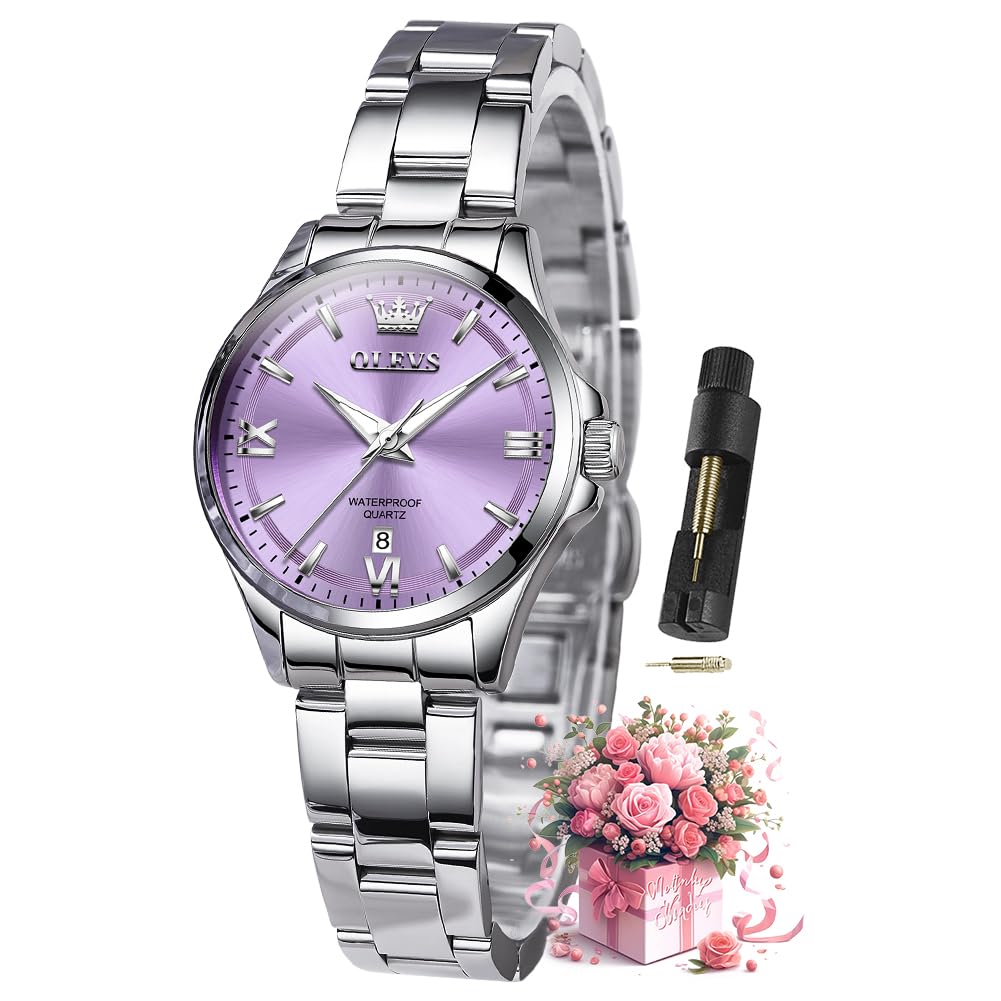 OLEVS Watches for Women Diamond Luxury Elegant Stainless Steel Ladies Watch