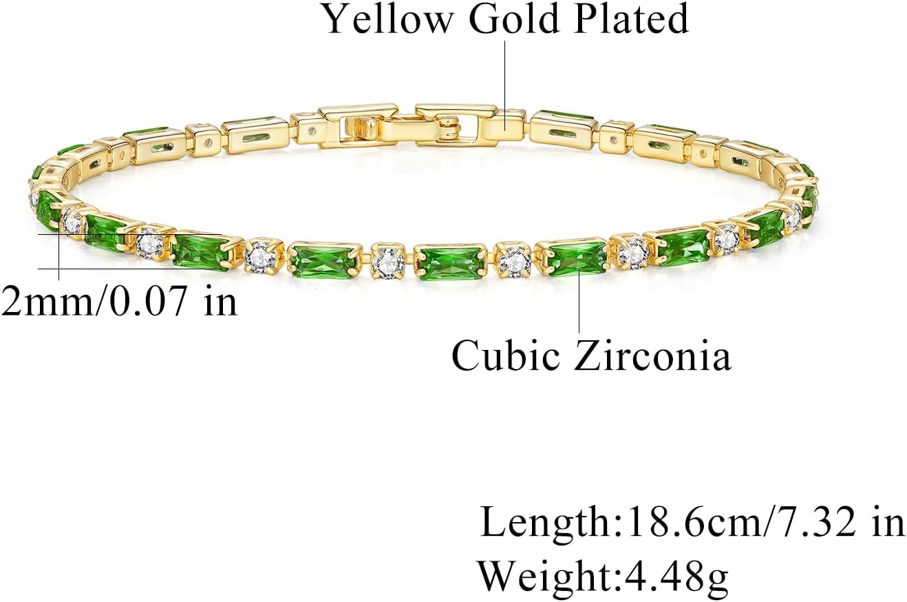 CiNily Adjustable Tennis Bracelets for Women Teen Girls Rainbow Cubic Zirconia Bracelet 14K White Gold Plated Hypoallergenic Slider Bracelet Jewelry Gift - Image 3