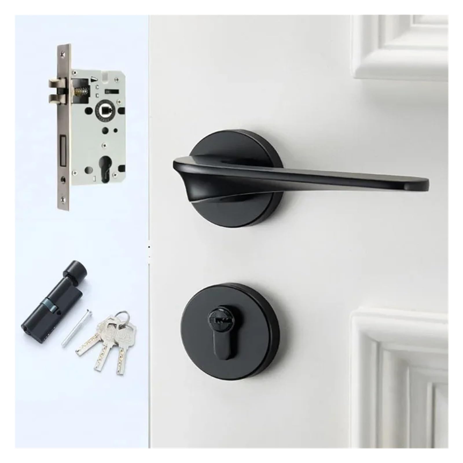Cerradura de manija para puerta de 35-45 mm en aleación de zinc negra