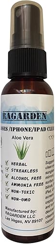 RAGARDEN Limpiador de lentesiPhoneiPad. Agua floral de aloe vera. Botella de spray de 2 onzas.