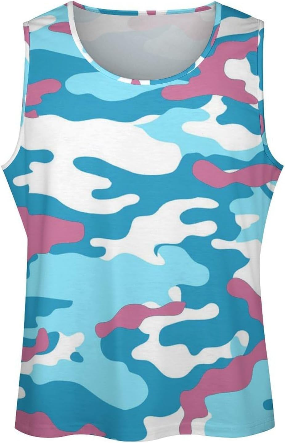 Pink and Blue Camouflage Mens Tank Tops Sleeveless Muscle Shirts Beach Casual Gym Shirt Vest Tee Tops