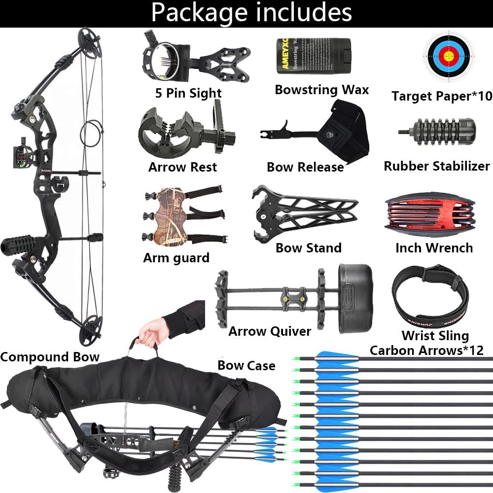 wolfman Arco Compound Set Adulto 30-55 LBS Arco da e Pesca con L'Arco Freccia e Arco Composto Set Arco per Tiro con L'Arco Bersaglio Tiro Pratica Mancini Destrorsi