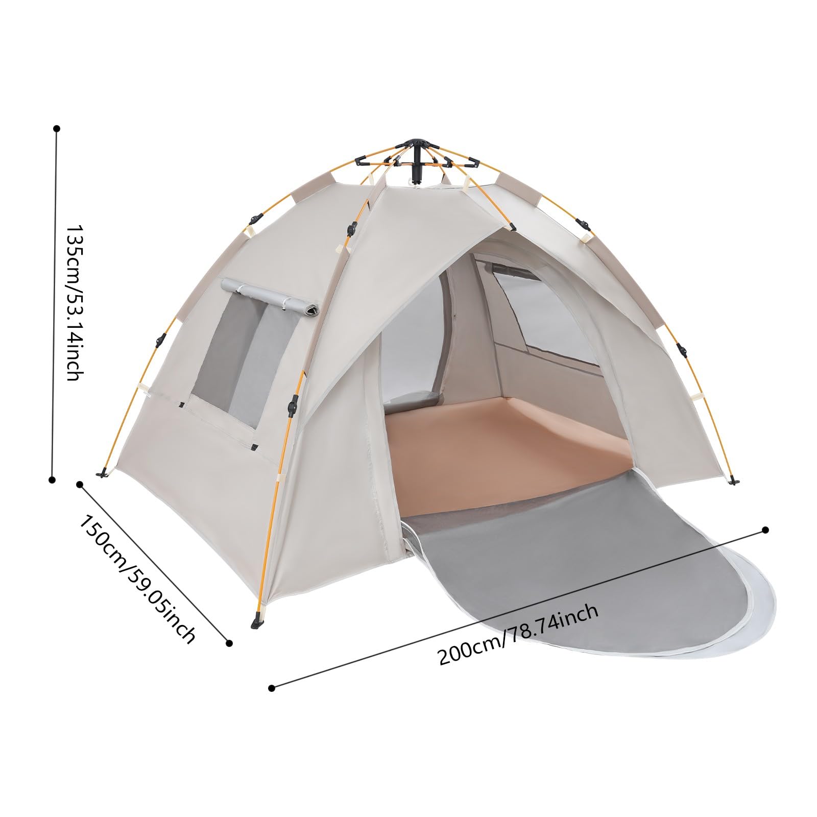 Tenda pop-up per 2-3 persone, 200 x 150 x 135 cm, impermeabile, PU1500-2000, con gancio umanizzato, tenda automatica per spiaggia, campeggio, escursionismo