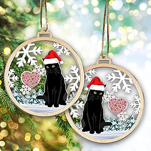 Funny Black Cat Christmas Ornament - Black Cat Xmas Decor Tree Hanging - 2021 Christmas Ornament #TOP3