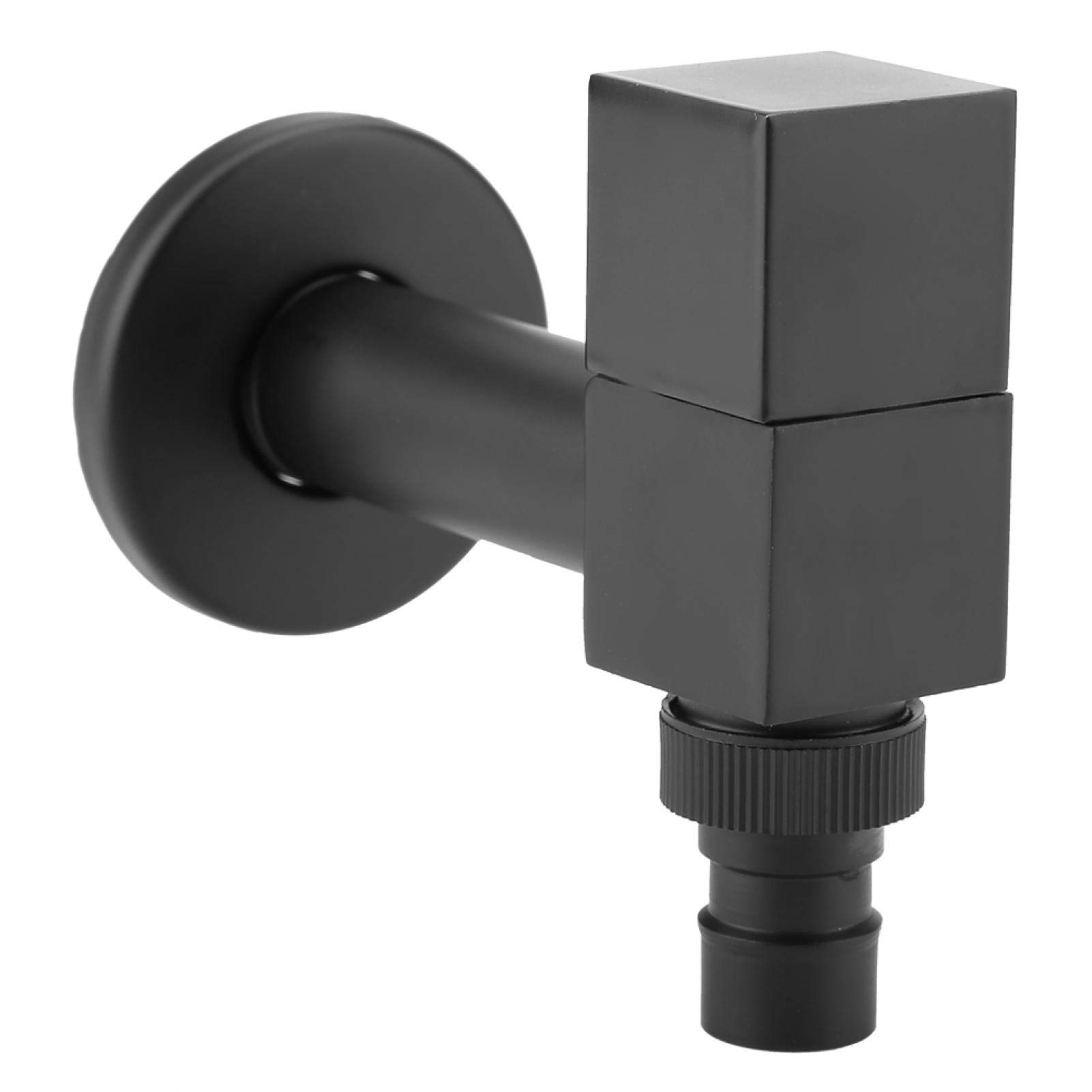 Rubinetto a parete per lavatrice a parete, nero, monocomando, con manico quadrato, per esterni, giardino, balcone, piscina, bagno, cucina (G1/2)