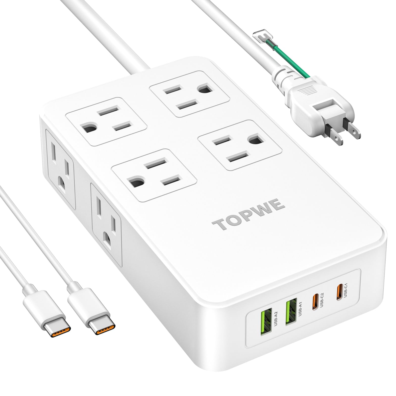 Amazon.co.jp: TOPWE 電源タップ USB-C type-c PD 100W 2m延長コード