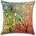 GIVBRO Federa per cuscino con stampa di rami di albero di uccello, quadrata, decorativa, per divano, letto, casa, divano, 45 x 45 cm