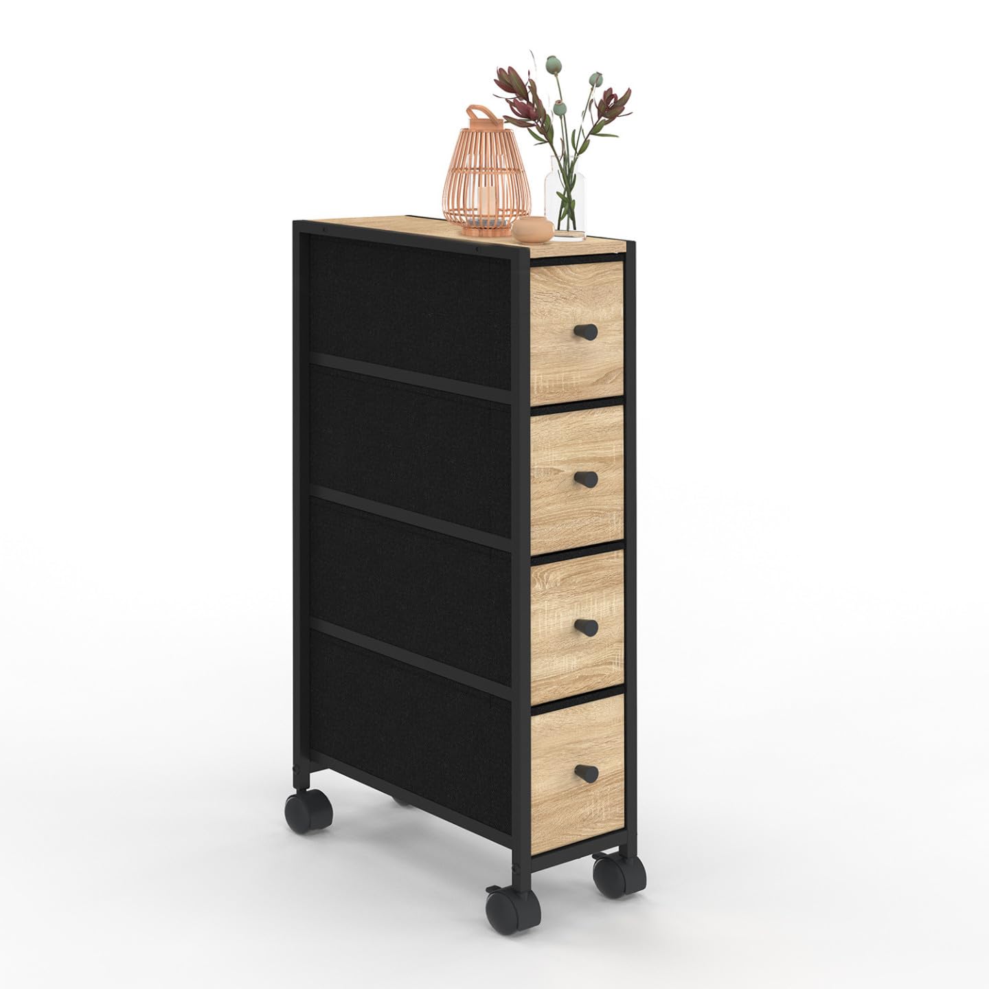 IDMarket - Tour de rangement 4 tiroirs UTAH sur roulettes colonne gain de place design industriel