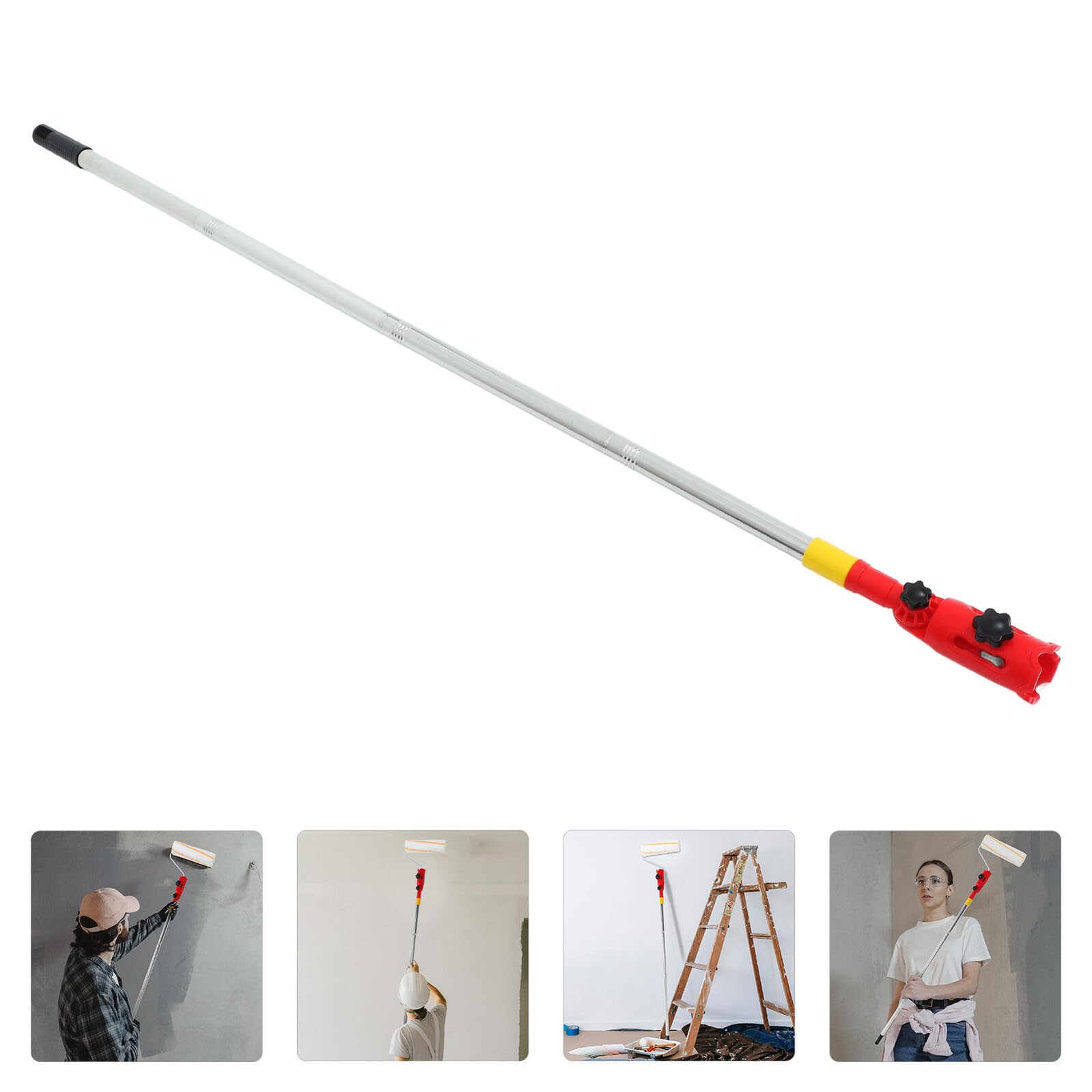 2 Piezas Extensor de Poste para Rodillo de Pintura con Abrazadera Ajustable Multiángulo, Varilla Telescópica de 1,1 M, Soporte Giratorio 360° para Pintar Paredes, Techos y Esquinas