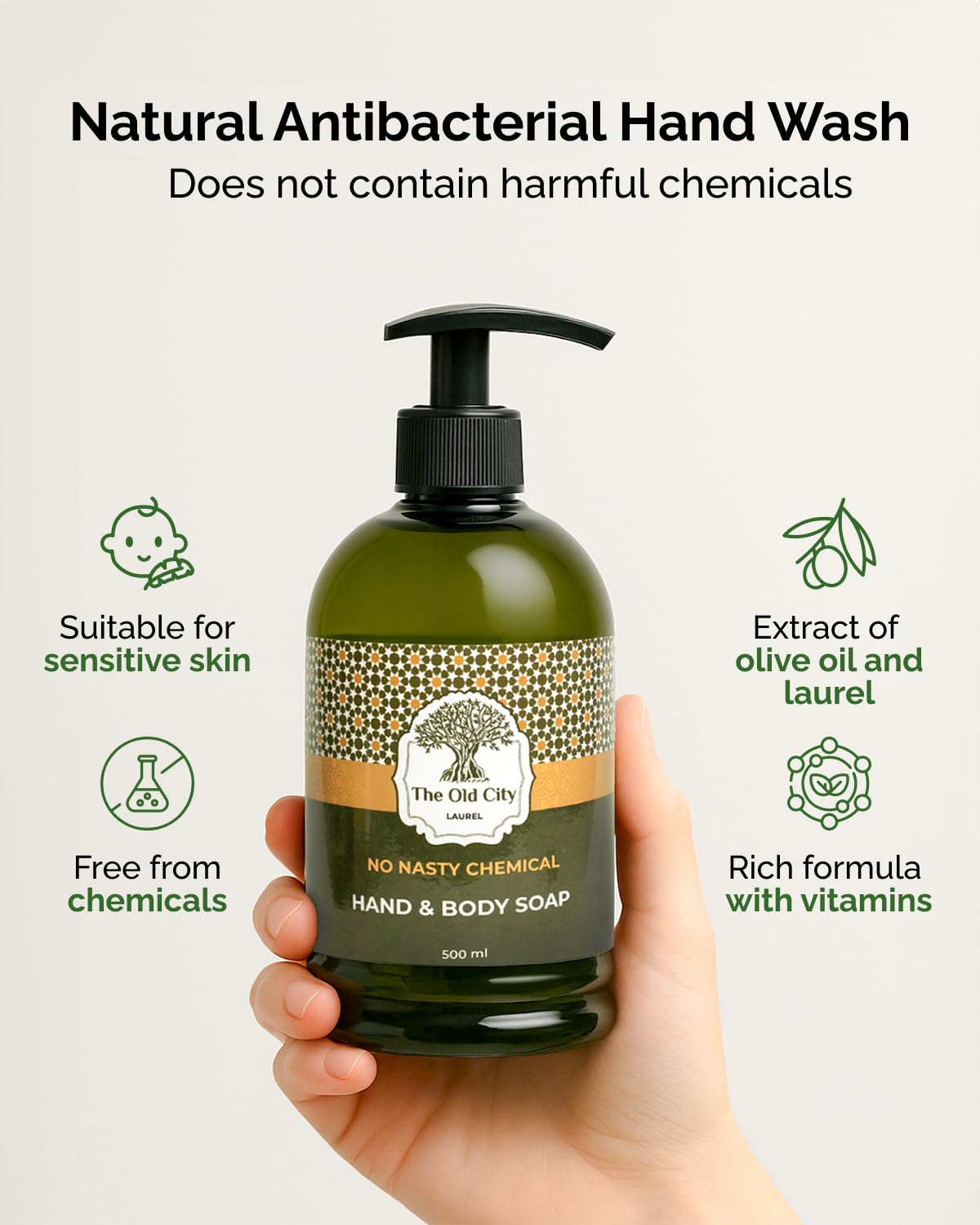 Hand Wash Soap 500ml, olive, 500 ml (Pack of 1) - Image 2