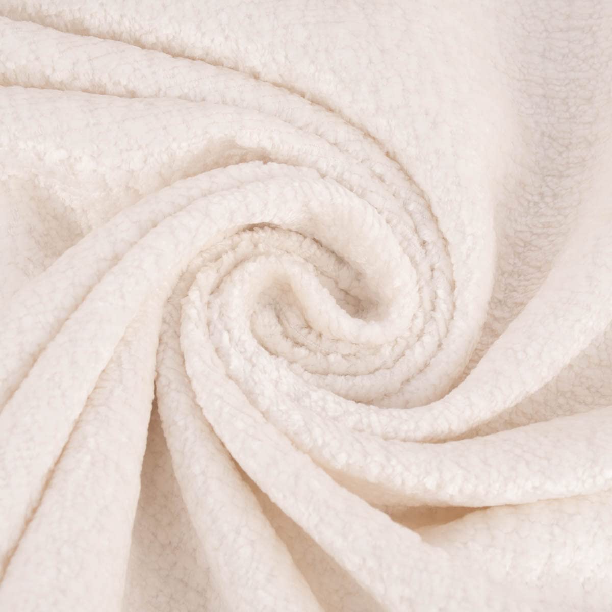 SCHÖNER LEBEN. Tissu d'ameublement - Rideau chauffant acoustique Soft Teddy Deluxe - Blanc cassé - Largeur : 1,45 m