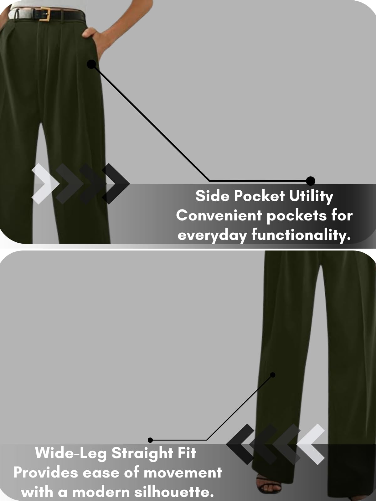 GRECIILOOKS Pantalones para mujer, cintura alta, acampanados, estilo coreano, pantalones formales para mujer, ropa de oficina, pantalones deportivos elegantes para la universidad y eventos (disponible