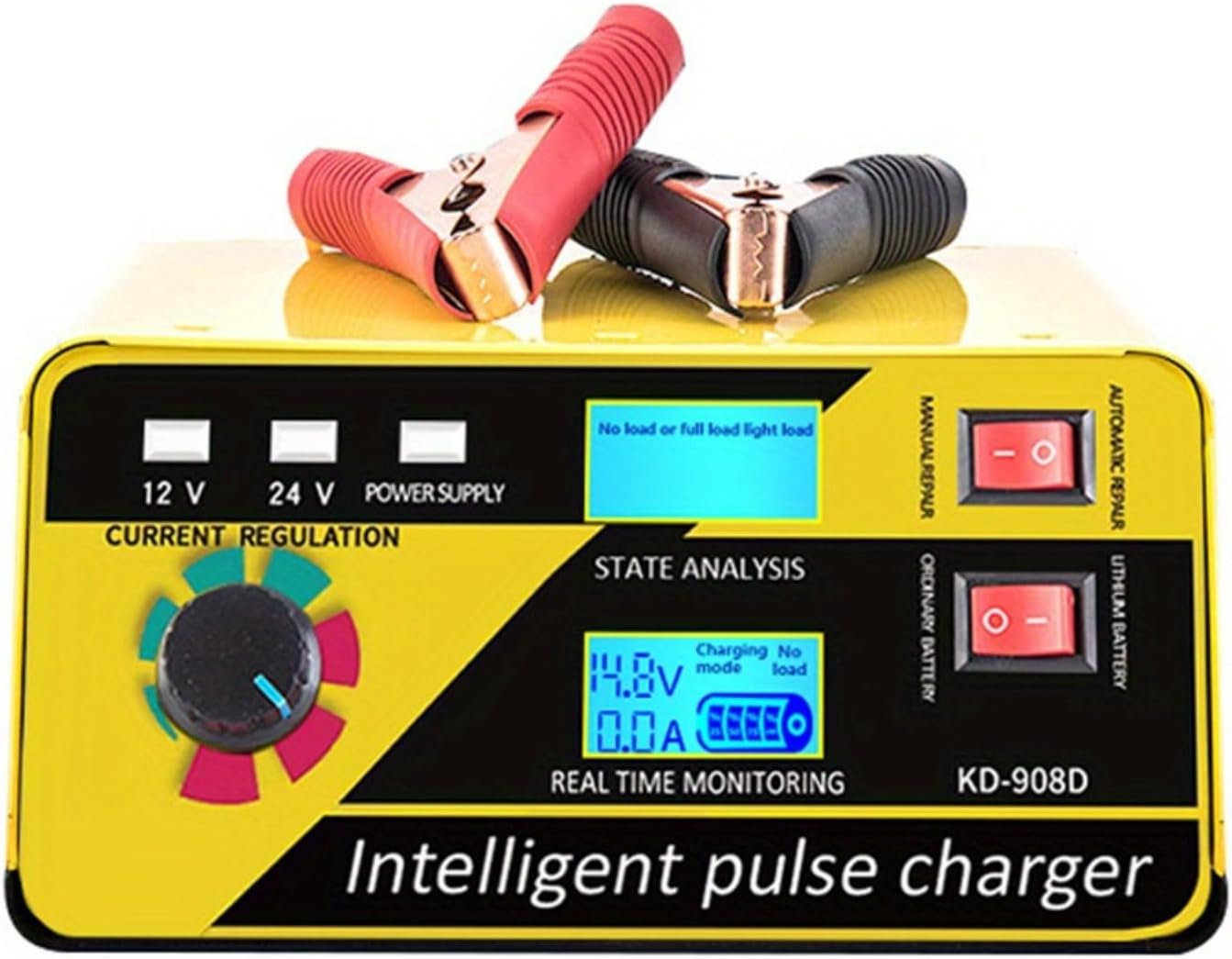 12V/24V Battery Charger, Large Power 260W Lead Acid Portable Car Battery Charger for Car RV Truck Motorcycle Lawn Mower