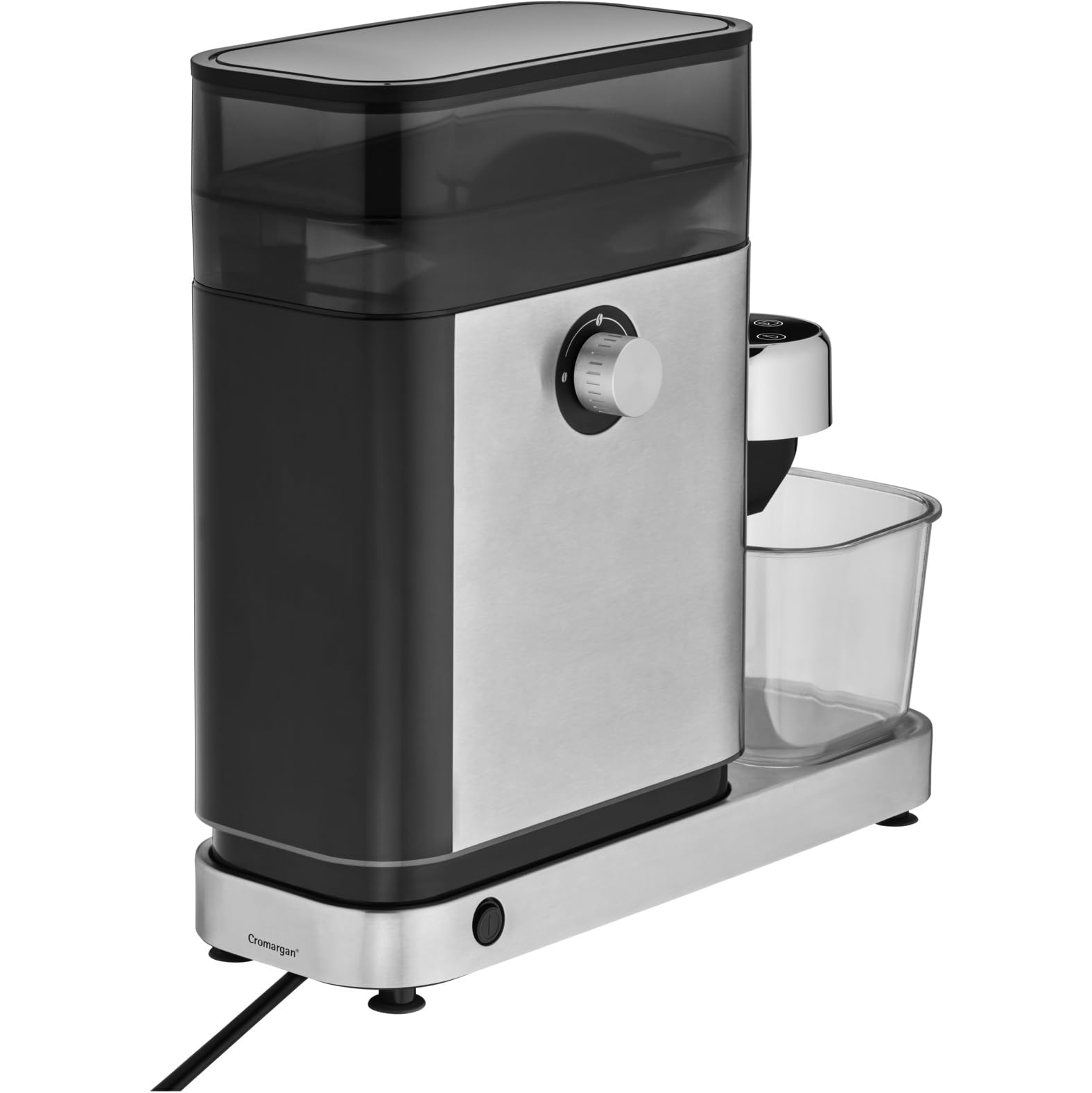 WMF Lumero elektryczny młynek do espresso 150 W, przyciski dotykowe LED, 40 stopni mielenia, pojemnik na kawę, stal nierdzewna Cromargan matowa