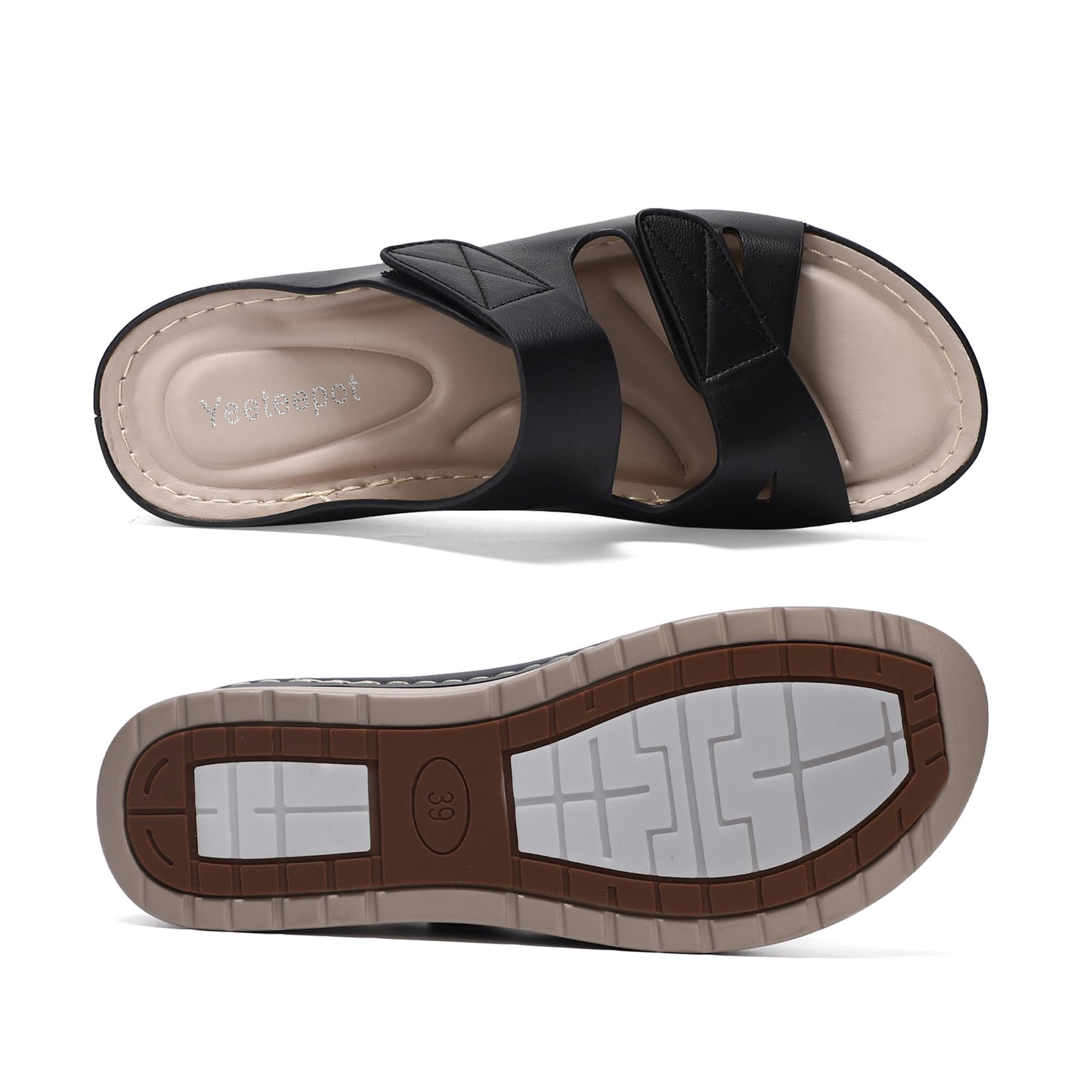 Sandales Femme Compensées Chaussons Bout Ouvert Plateforme Chaussures Orthopédique Pantoufles Léger Antidérapante Claquettes