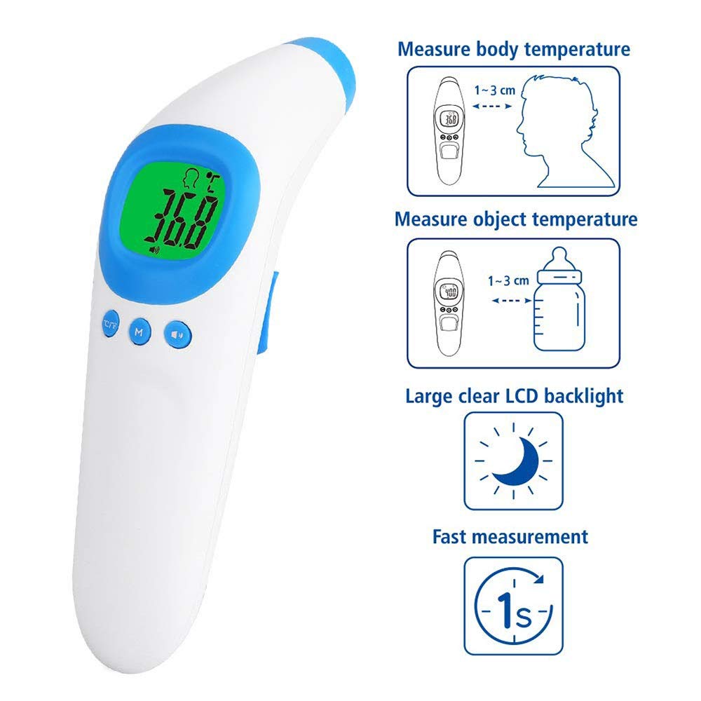 Frente Termómetro Infrarrojo Digital Medición De La Temperatura para El Bebé Y Adulto para El Hogar Y Uso Médico (Azul)
