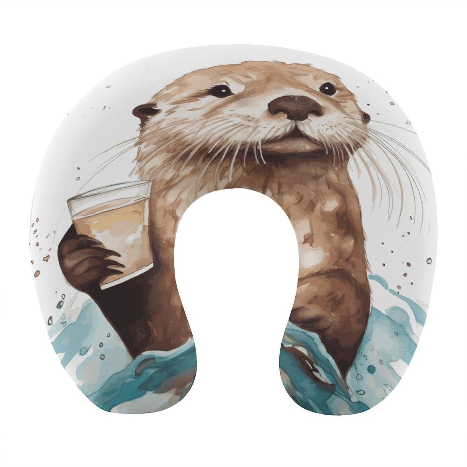 Adfgyerh Style Sea Otter U-Shaped Pillow，Memory Foam Pillow Core，Cushion ，Provide Neck Support ，Travel Pillow，Suitable For Airplanes, Cars, Homes, And Offices.