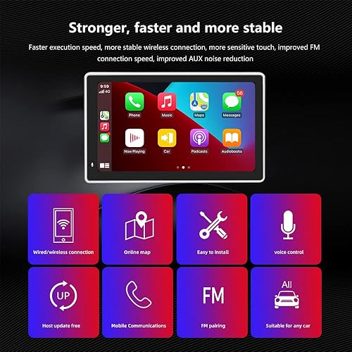 Miniatura 4 de Pantalla portátil de 7 pulgadas para Apple Carplay y Android Auto para coche, Apple CarPlay Dash Mount Pantalla de coche con