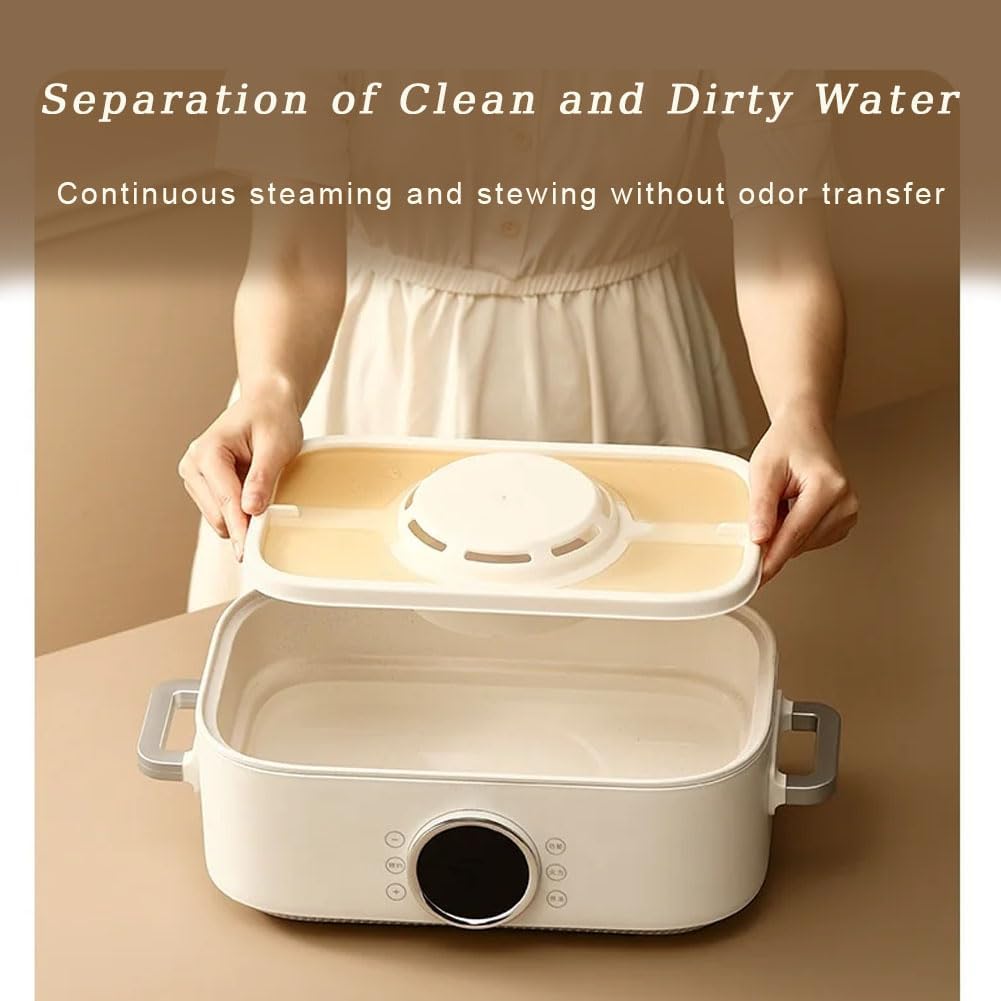 1350W 10L SCARPAGGIO DUPPO USA E Pot Caldo | Piroscafi in Ceramica a Doppia Zona e Acciaio | Separazione dell'Acqua Pulita/Sporca | per Gnocchi di zuppa, Patate Dolci, Verdure
