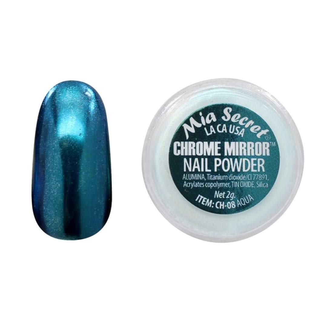 Mia Secret Chrome Mirror Nail Powder - The Origenal Holographic Aqua Manicure Nail Art Decoration For Mirror Effect Nails