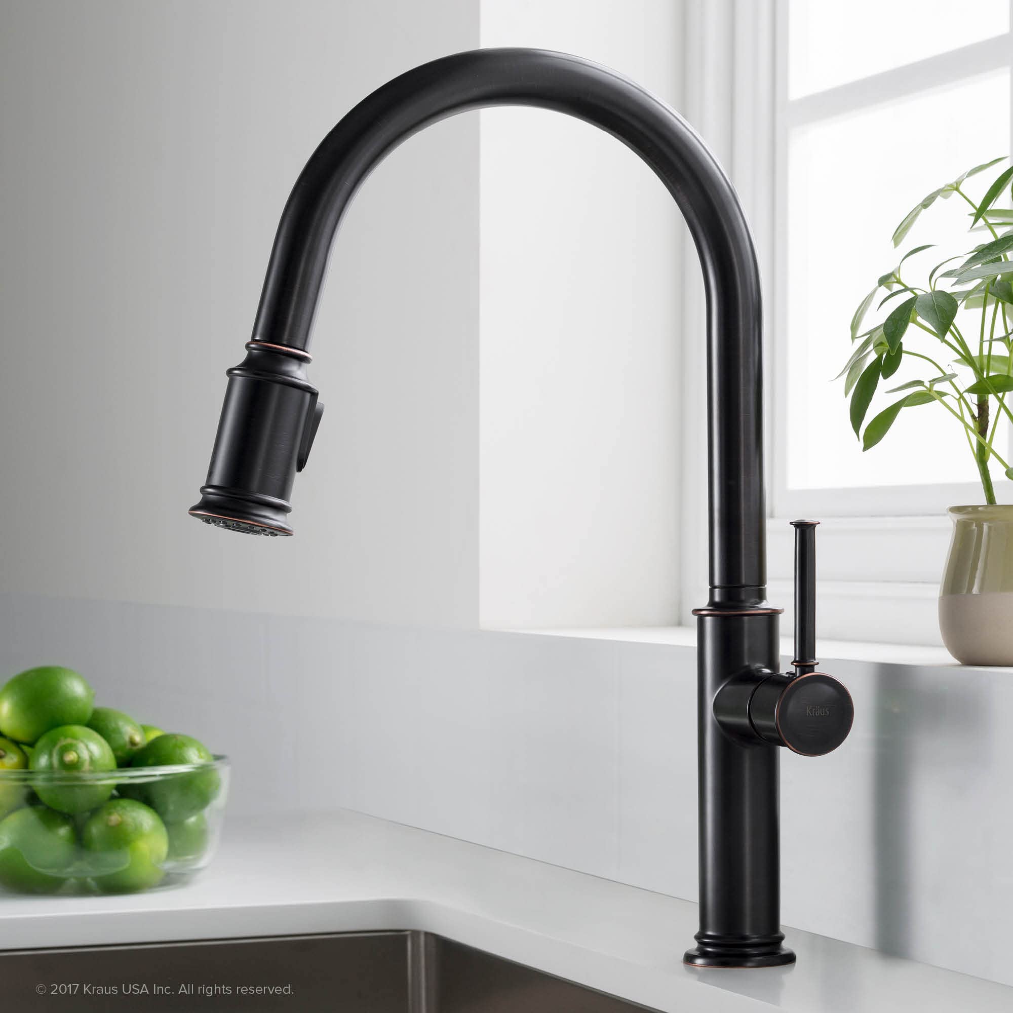 KRAUS Sellette Single Handle Pull-Down Kitchen Faucet with Deck Plate in Oil Rubbed Bronze, KPF-1680ORB