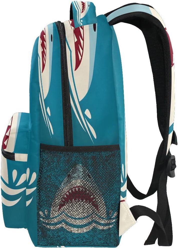 School Backpack Shark Tooth Teens Girls Boys Schoolbag Travel Bag
