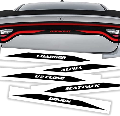 Miniatura 4 de SlickMod Vinilo negro brillante precortado para Dodge Charger 2015-2022 con luz trasera para bate de pista de carreras (3. texto personalizado)
