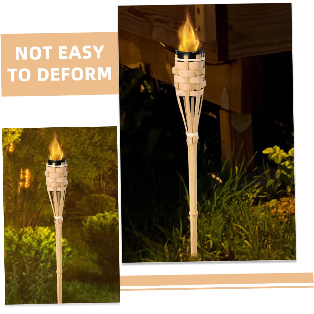 CANIGHT Sturdy Bamboo Torch Outdoor Oil Lamp for Garden Wedding Festive Decorations