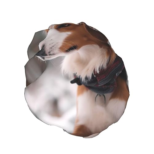 Miniatura 2 de Winter Snow Dog Shower Cap Reusable Double Layered Bath Cap Waterproof Hair Cap with Elastic Band Bathing Hat Spa Salon Shower Hat for Women Men