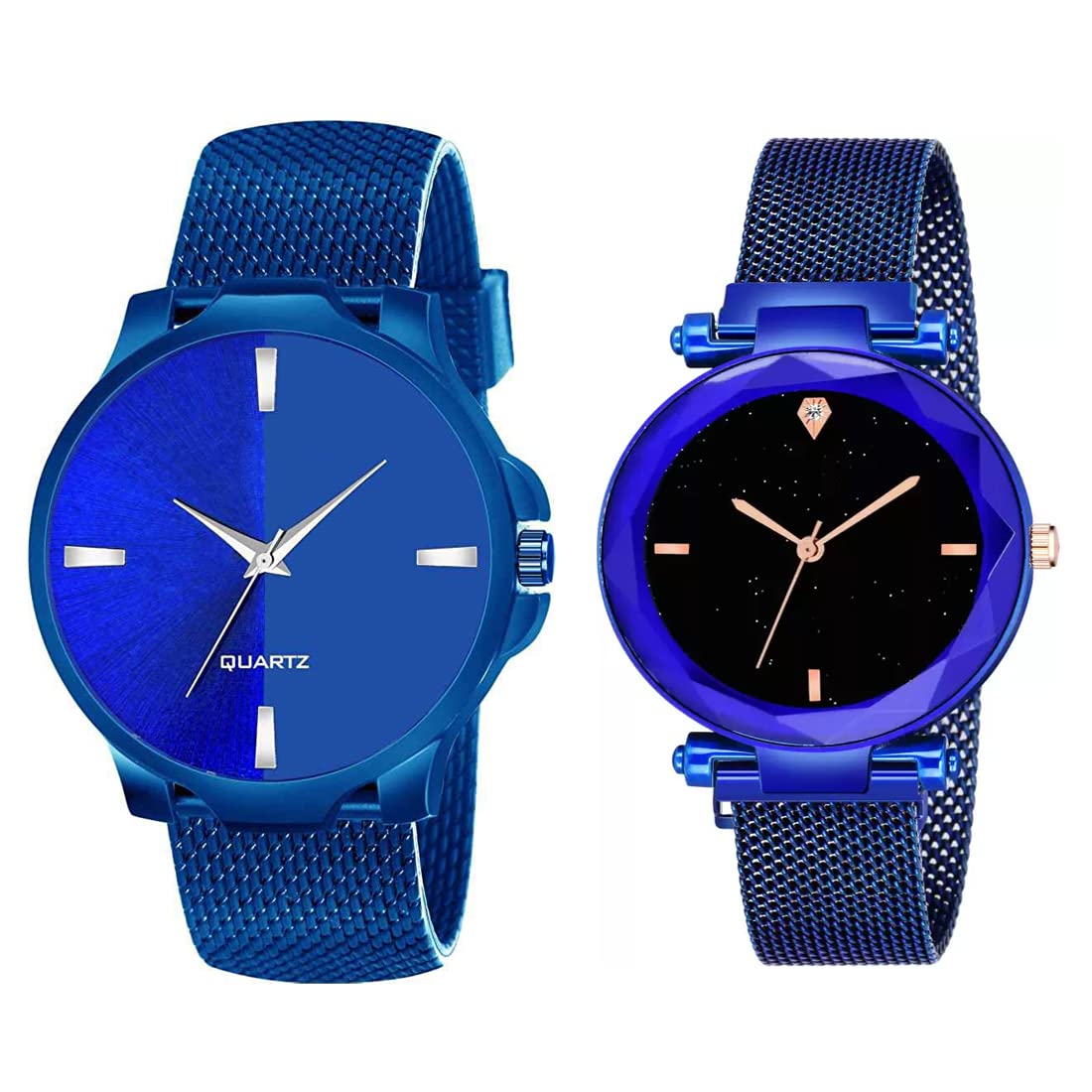 GOLDENIZE FASHION Stylish Boy and Girl Silicon and Magnetic Belt Wrist Watch for Men & Women (Pack of 2) (Blue) (B0B7XMFBK9) Amazon Price History, Amazon Price Tracker
