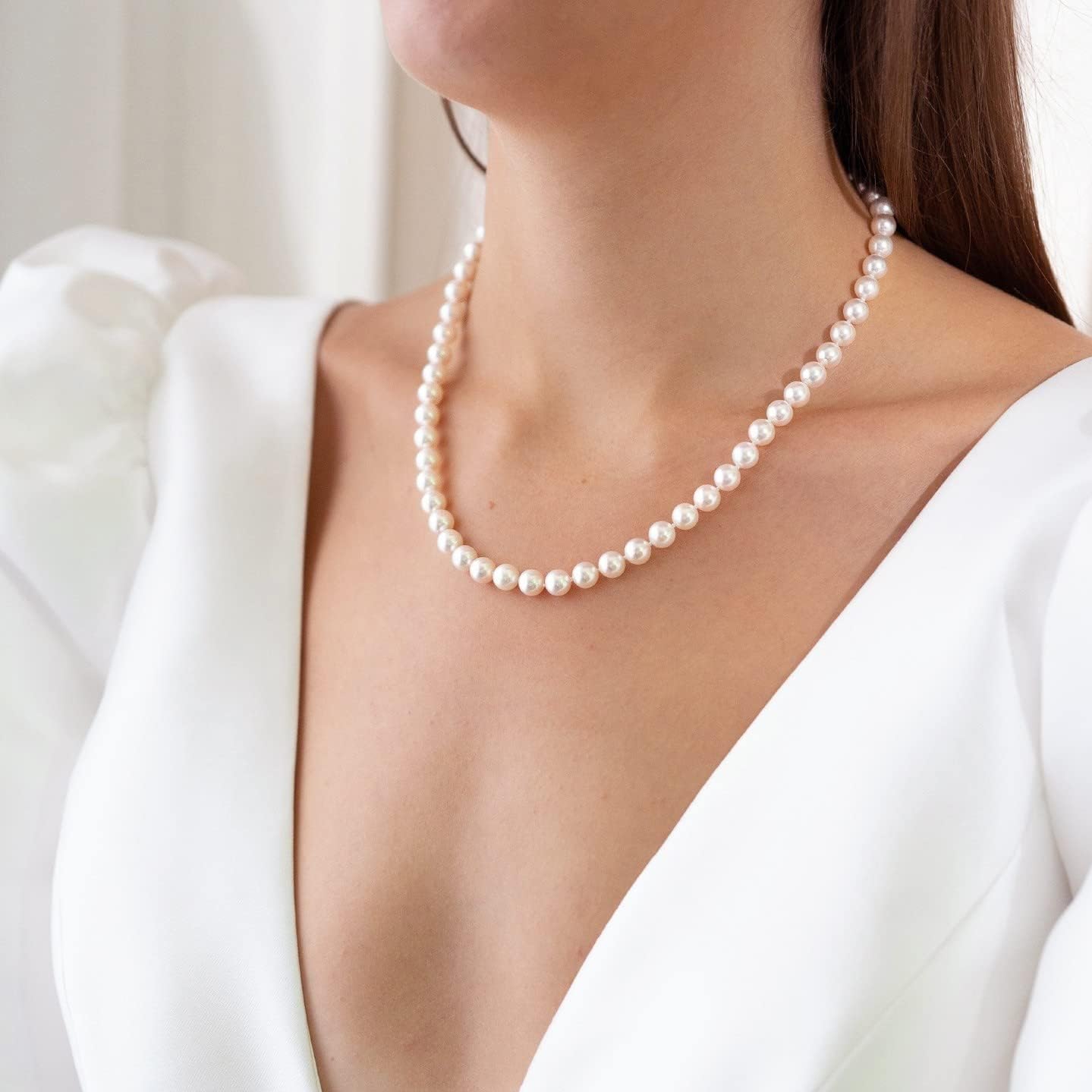 Pearl Necklace for Women- 14K Gold-plated/White Gold-plated Dainty Pearl Necklace for Women - Image 2