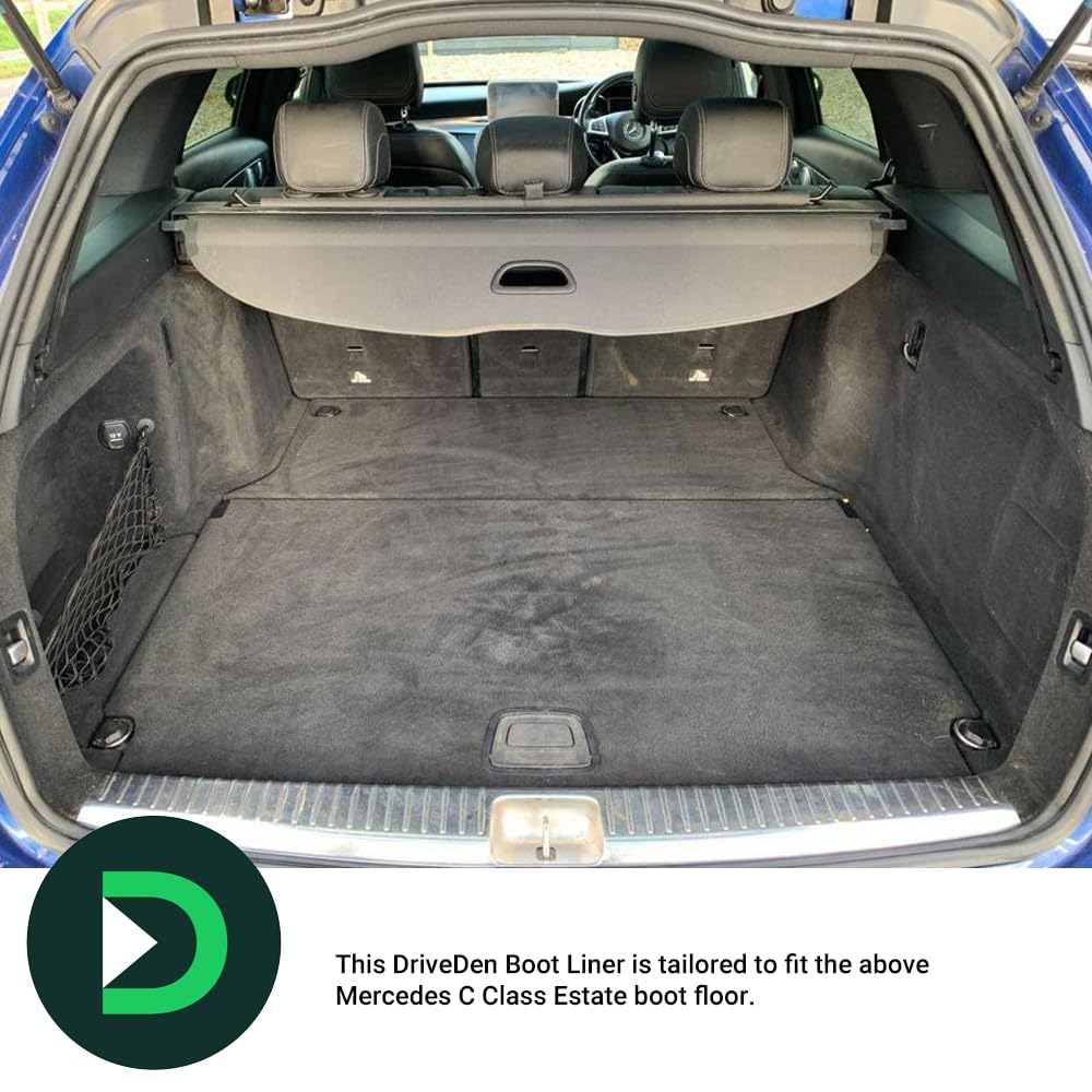 Bespoke Boot Liner For Mercedes C-Class Estate (W205) 2014-2021 – Black PVC With 2" Lip