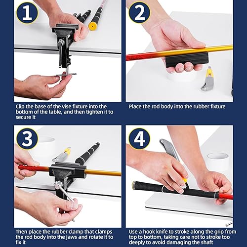 Miniatura 4 de Scott Edward Kits de agarre de golf para regripping palos de golf, incluyendo 13 tiras de cinta de agarre de golf, hoja de gancho y abrazadera de