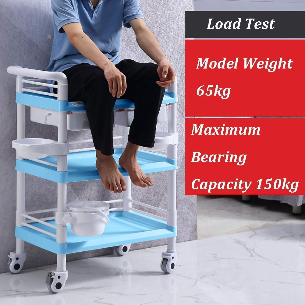 Carritos móviles, carros de Mano para Almacenamiento de Cocina, Carrito de Belleza multifunción con 3 estantes y Ruedas para Laboratorio de Tratamiento, soporta 150 kg