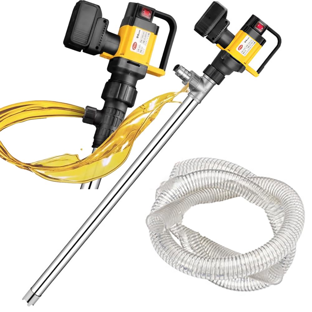HYQNG Electric Oil Barrel Pump, 130L/min Large Suction Fuel Drum Pump, 1000W Battery Powered Oil Transfer Pump, 3 Adjustable Speed Diesel Transfer Pump, Liquid Transfer Pump for High Viscosity Liquid