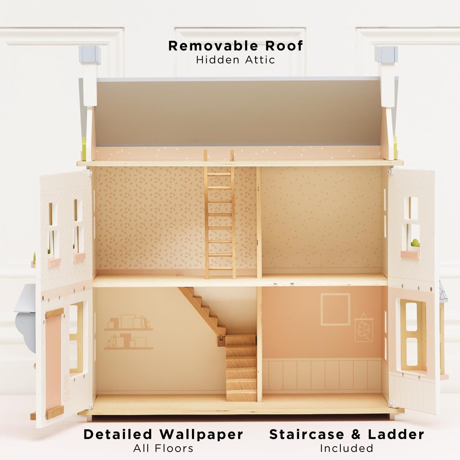 Le Toy Van – Mayberry Manor großes Puppenhaus aus Holz | Puppenhaus-Spielset aus Holz mit 3 Etagen für Mädchen & Jungen – Geeignet für Kinder ab 3 Jahren | Nachhaltiges Puppenhaus Spielzeug aus Holz, ab 3 Jahren, FSC-zertifiziertes Holz, 100% plastikfrei