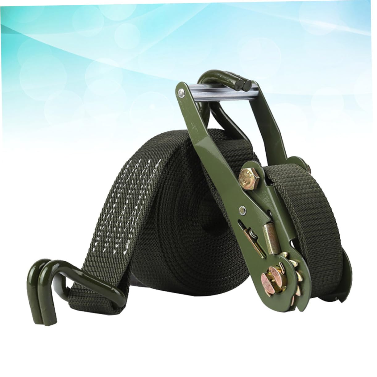 Robuster Ratschengurt 2 Zoll Breit aus Metall und Polyester Praktische Flache Spanngurte für Cargo und ATV mit Grünem Band