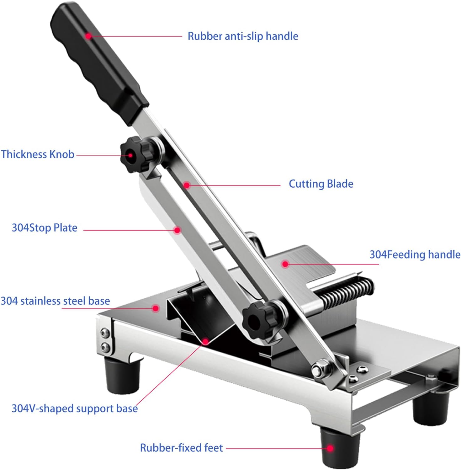 Manual frozen meat slicing machine, upgraded stainless steel meat slicer for beef and mutton rolls suitable for hot pot, KBBQ food slicing machine suitable for home cooking hot pot Shabu BBQ