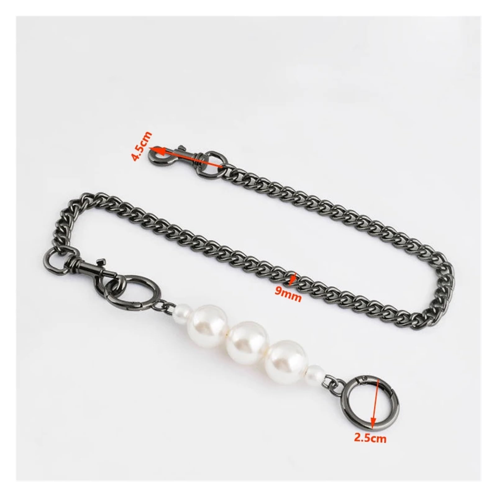 Cadena Para Bolso Bandolera de hombro repuesto DIY 60cm-160cm, correa cadena bolsa acero 9mm con extensión perla falsa grande, for(Silver,120cm)