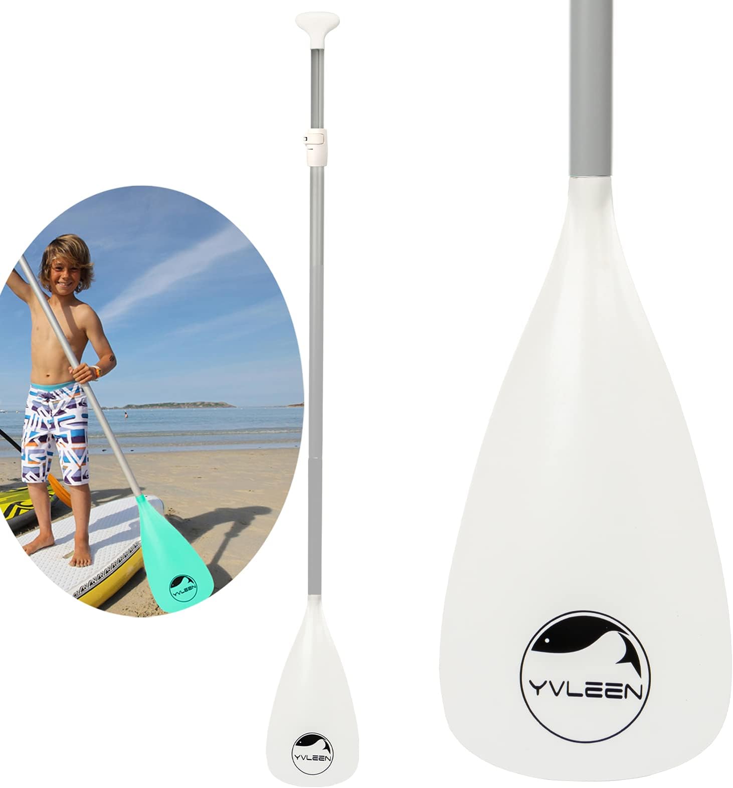 YVLEENKids SUP Paddle - 3 Piece Adjustable Stand Up Paddle Board Paddles - Durable, Lightweight & Floating Paddleboard Oar