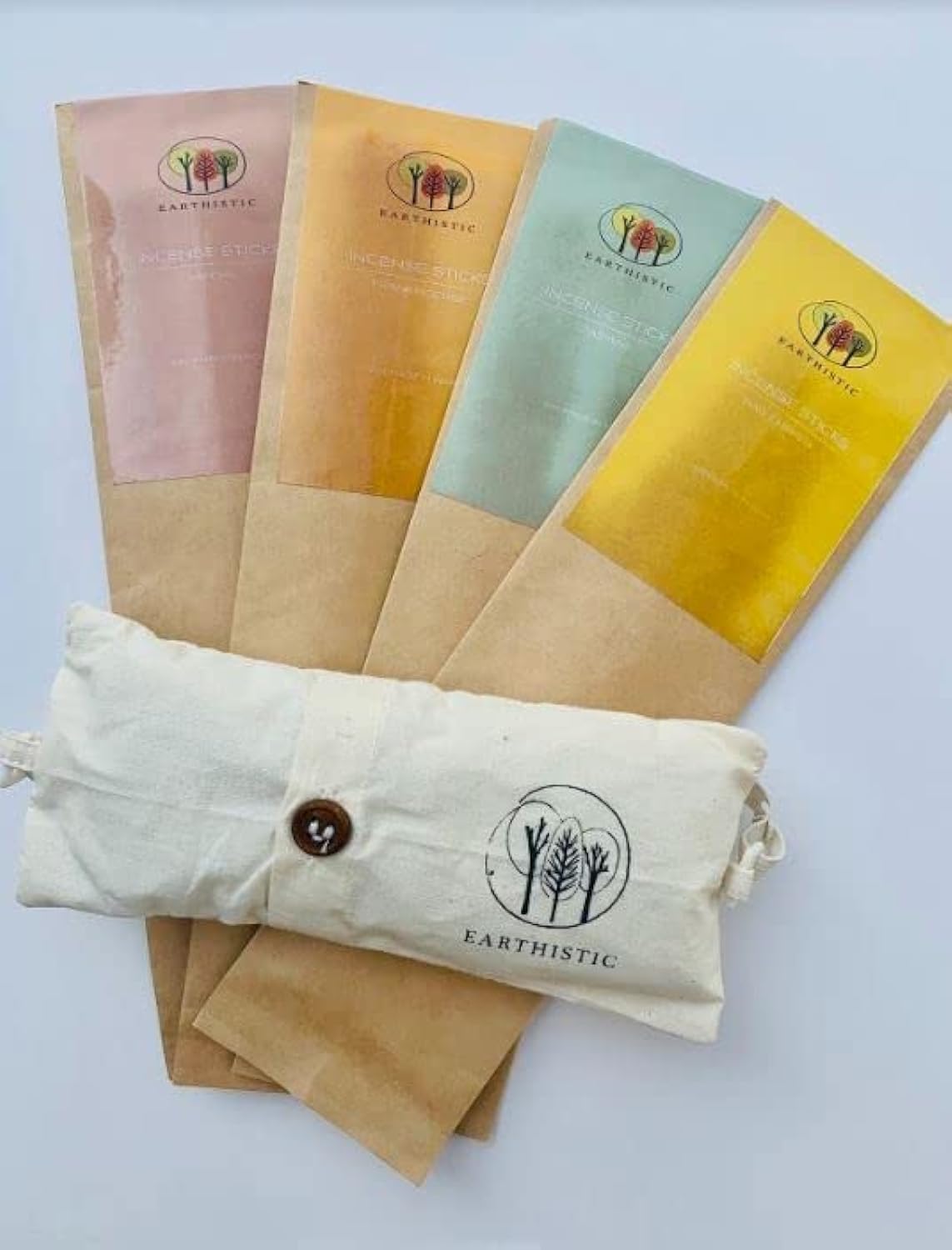 4 Packs of Earthistic Natural Incense Agarbathi Aroma Scent Sticks and an Earthistic Himalayan Herbal Eye Pillow